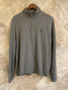 Polo Ralph Lauren Camicia Uomo Grande Grigio Cotone Pullover Blu Navy Piccolo Pony - Foto 1 di 7