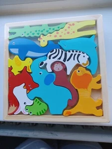 Buntes Holzpuzzle Baby Kinder Kleinkind Puzzle Lernspielzeug - 18 m-6 Jahre  - Bild 1 von 2