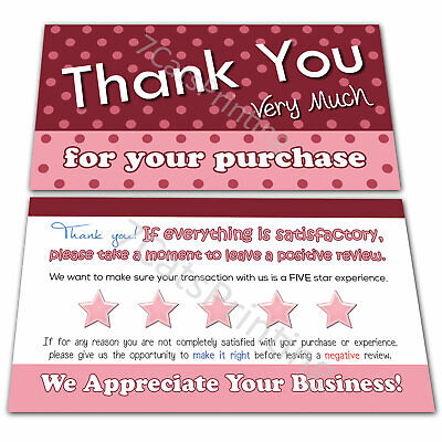 100 Thank You Cards For EBay Poshmark Etsy Sellers Purchase Order Notes Pink • 14.10$