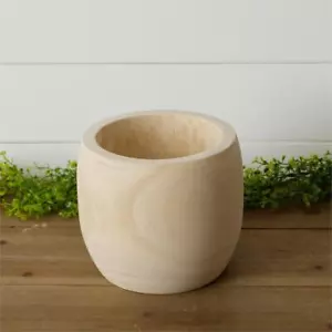 Paulownia Wood Carved Planter 7" H - Picture 1 of 2