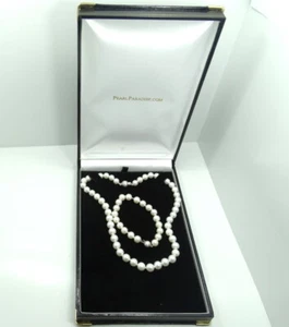 8 mm CULTURE PEARL 14k White Gold Clasp Strand Necklace 7-7.5 mm Bracelet Set - Picture 1 of 10