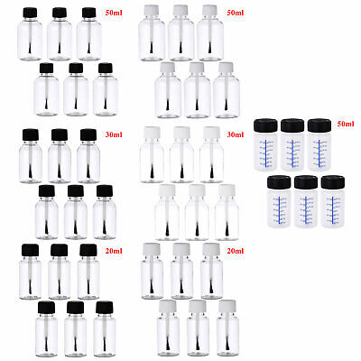 6 PCS Empty Nail Polish Bottle Refillable Clear Plastic Container With Brush Cap • 7.90€