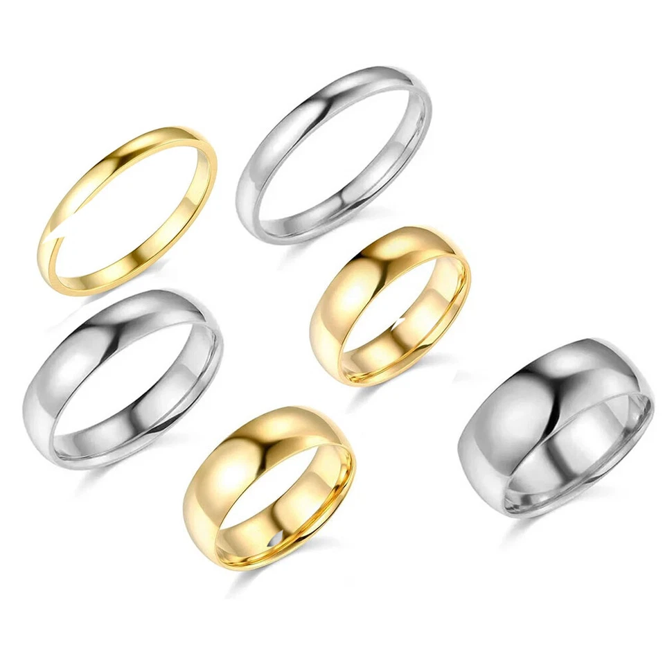 14k Solid Yellow White Gold 2mm 3mm 5mm 6mm 7mm 8mm Fit Engagement Wedding Band - Image 1 of 4