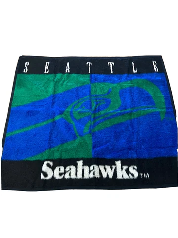 Vintage Seattle Seahawks Biederlack Fleece Blanket NFL Football Fan Spell Out Cover