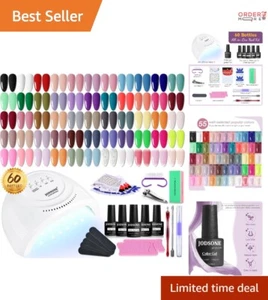Gel Nail Polish Kit Acrylic 60 PCS UV Light Top Coat Base Gel Manicure Set - Picture 1 of 11