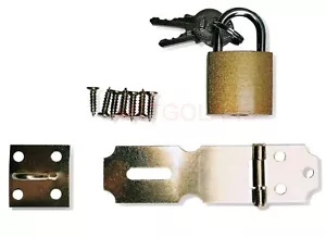 Cabinet Gate 2.5" Brass Metal Hasp Safety Security Door Latch Key Padlock NGL-25 - Picture 1 of 3