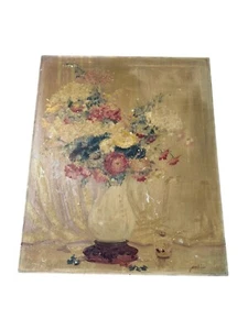 Antik Mitte 20. Jh., Joseph Lane, Blumenstillleben Ölgemälde auf Leinwand signiert - Bild 1 von 10