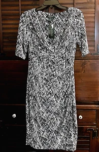 NWT Ralph Lauren LRL Dress Black Ivory / White size 10 Career or Evening New - Picture 1 of 7