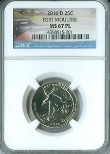 2016 D FORT MOULTRIE QUARTER NGC MS67 PL 2nd FINEST GRADE   .  - Picture 1 of 4