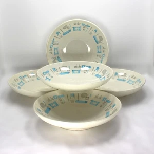 Vintage Blue Heaven Bowl Set of 5 MCM Atomic Soup Salad Serving *Hole/Chip READ - Picture 1 of 15