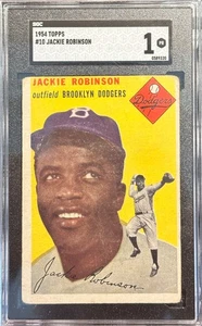 1954 Topps Baseball Card #10 JACKIE ROBINSON HOF Brooklyn Dodgers SGC 1 - Picture 1 of 2