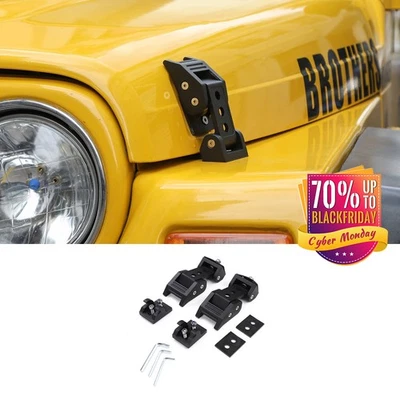Black Heavy  Stainless Steel Hood Catch Latch Kit Fit 1997-2006 Jeep Wrangler TJ Foto 1 de 4