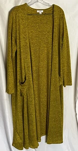 LuLaRoe Langarm-Staubtuchpullover vorne offen senfgelb gerafft Gr. Large - Bild 1 von 8