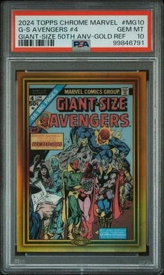 2024 Topps Chrome Marvel #MG10 Giant Size Avengers 50th Anv #4 Gold /50 PSA 10 - Image 1 of 2