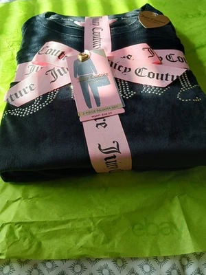 Juego de pijama de 3 piezas Juicy Couture negro con bling mediano nuevo con etiquetas Foto 1 de 4