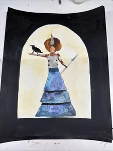 Original Painting of Badb Catha , WatercolorOoak ArtFolklore Myths Halloween - Picture 1 of 3