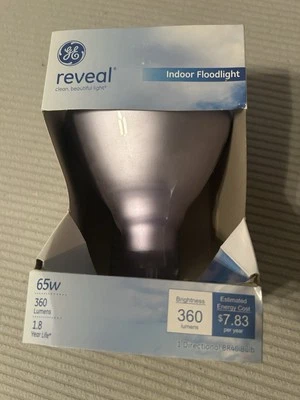 GE 87904 65R40FL/RVL-TP6 65-Watt BR40 Reveal Floodlight New - Image 1 of 4