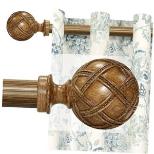 Wood Curtain Rods for windows 84 to 120 Inch(7-10ft): 1 Inch Adjustable Heavy - Picture 1 of 8