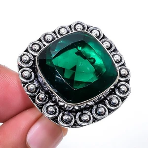 Chrome Diopside Gemstone Silver Plated Jewelry Ring s.6 M1531 - Picture 1 of 5