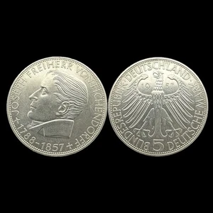 Silber Münze BRD 1957 J 5 Mark Joseph Freiherr von Eichendorff Gedenkmünze - Bild 1 von 9