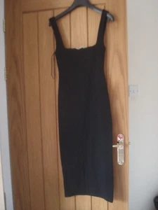 ZARA EUR S BLACK Bodycon Midi dress, cotton stretchy, excellent condition - Picture 1 of 4