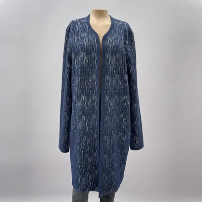 Cárdigan largo alto Sally suéter mujer EE. UU. 12 azul marino larga línea plumero oficina Foto 1 de 4