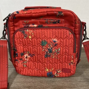 Bolso Bandolera de Viaje LUG Ranger Acolchado Doble Bolsillo Cartera Rojo/Floral Cremallera - Imagen 1 de 14
