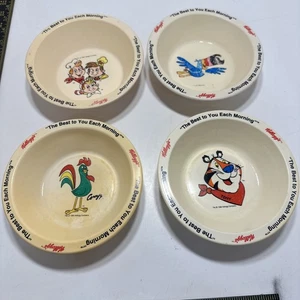Kellogg’s Cereal Bowls, 1995 Set Of 4 Plastic Kids Cornet, Tony, Snap, And Sam - Picture 1 of 8