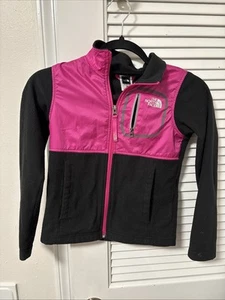 The North Face girls black and pink lightweight fleece jacket size small 7/8 - Picture 1 of 6