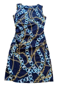 NEU NEU MIT ETIKETT J. McLaughlin SALBEI Kleid ärmellos M MITTELBLAU KETTENMUSTER Einzelhandel $ 228 - Bild 1 von 7