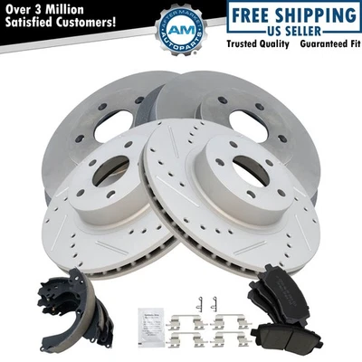 Kit de pastillas de freno delanteras y traseras y rotor, zapata y batería para Subaru Forester 1998-2002 Foto 1 de 4