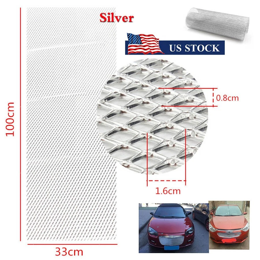 8*16mm Car Bumper Fender Hood Vent Grille Net Aluminum Silver Mesh Grill Cover Foto 1 de 4