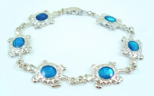 Blue Turtle Bracelet OR Anklet adorable Paua Shell Choose your Size - Picture 1 of 1