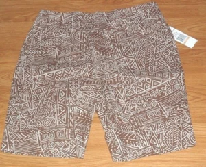 *SHARAGANO SHORTS GRÖSSE 6 BERMUDA SKIMMER BRAUN BLAU BEDRUCKT NEU MIT ETIKETT - Bild 1 von 3