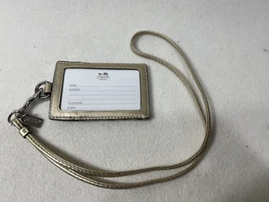 NEW COACH Khaki/Metallic Signature C Lanyard ID Holder Credit Card/Case - Picture 1 of 11
