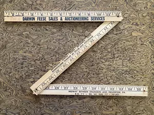 Vintage Advertising Tri-Fold Folding Wood Yardstick Ruler Darwin Feese PA - Picture 1 of 4