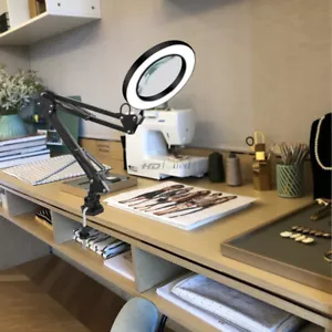 USB LED Table Lamp 5x Magnifying Glass Desk Lamp 3 Colors 64 LED Light Magnifier - Picture 1 of 7
