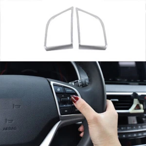 Fit Hyundai Tucson 2016-2021 Silver Car Steering Wheel button Frame cover trim - Picture 1 of 5