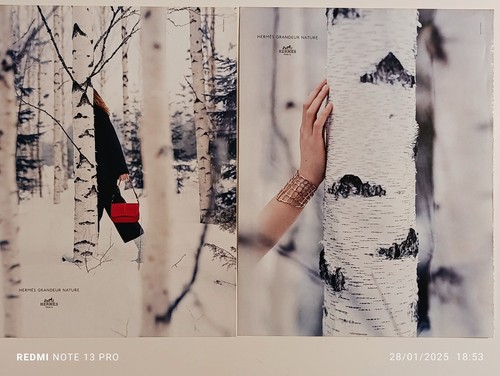 HERMÈS Pubblicità stampa abiti vintage HERMES!! " Borsa e Bracciale Donna "