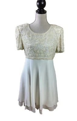 Vestido corpiño vintage Laurence Kazar con cuentas perlas hecho a mano nuevo con etiquetas Foto 1 de 4