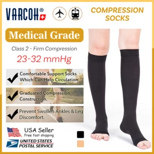 Compression Socks 23-32 mmHg Medical Hose Varicose Veins Flight Edema Stockings - Picture 1 of 14