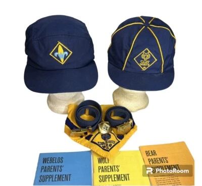 Vintage Boy Scouts Cub Scouts Lot Hat Belt Neckerchief Slide Books ANTIQUE scout - Image 1 of 4