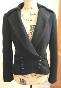 Blazer corto vintage Bill Blass New York para mujer negro, botones de cuero, talla 8 - Imagen 1 de 12