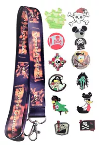 Pirates of the Caribbean Lanyard Set w/ 5 Themed Disney Trading Pins ~ Brand NEW - Picture 1 of 1