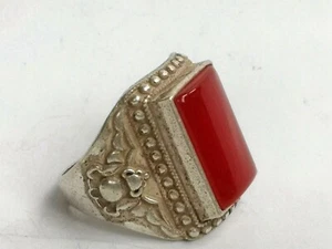 Anello Giada Intarsiato Fatto a Mano Argento Tibet Cinese Vecchia Collezione Ornamenti Regalo - Foto 1 di 6