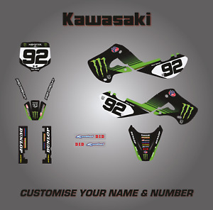 Kit graphique Kawasaki Motocross KX65 KX 65cc 2000 - 2023 nom et numéro personnalisés