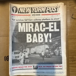 New York Post Newspaper, Free Shipping, 1991 May31. Mirac-el Baby. Subway Crash - Picture 1 of 1