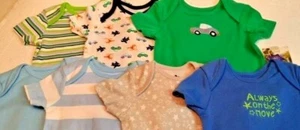 Bodysuit 7 Multi-Color One Piece Solids Stripes Cars Travel Boys 0-3 months NEW - Picture 1 of 10