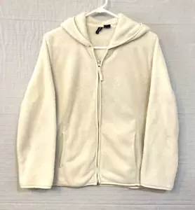 EUC JasonMaxwell Faux Sherpa Hooded Full Zip Jacket Handwarmer Pocket XL Cream - Picture 1 of 4