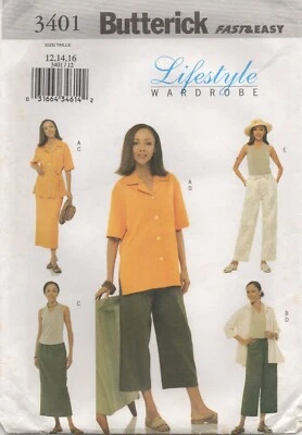 Butterick Sewing Pattern 3401 EASY Shirt Knit Top Trousers Skirt Sz 12 14 16 New - Image 1 of 4